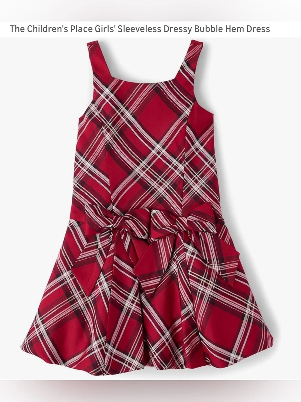 The Children's Place Red Plaid Sleeveless Bubble Hem Dress